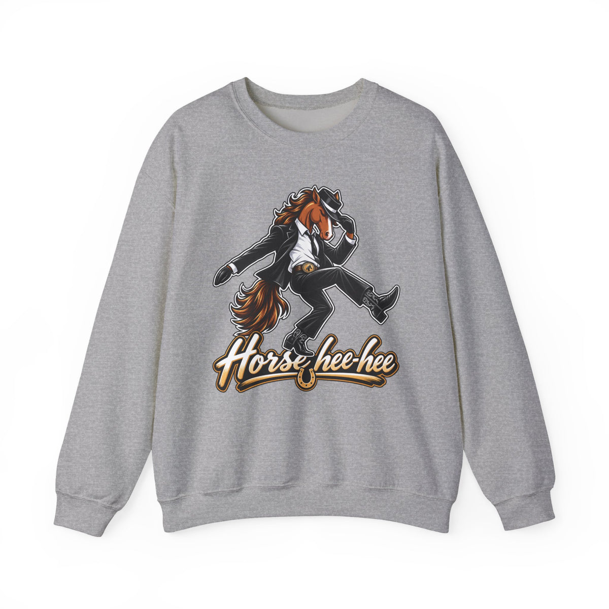Horse Hee-Hee Crewneck Sweatshirt — Funny Dancing Horse Graphic