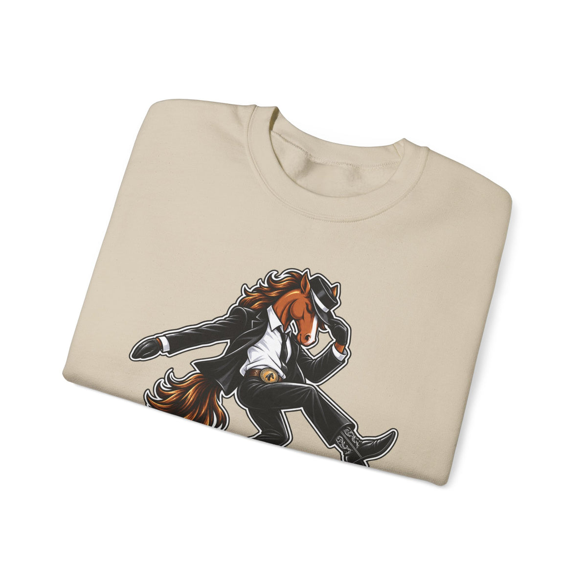 Horse Hee-Hee Crewneck Sweatshirt — Funny Dancing Horse Graphic